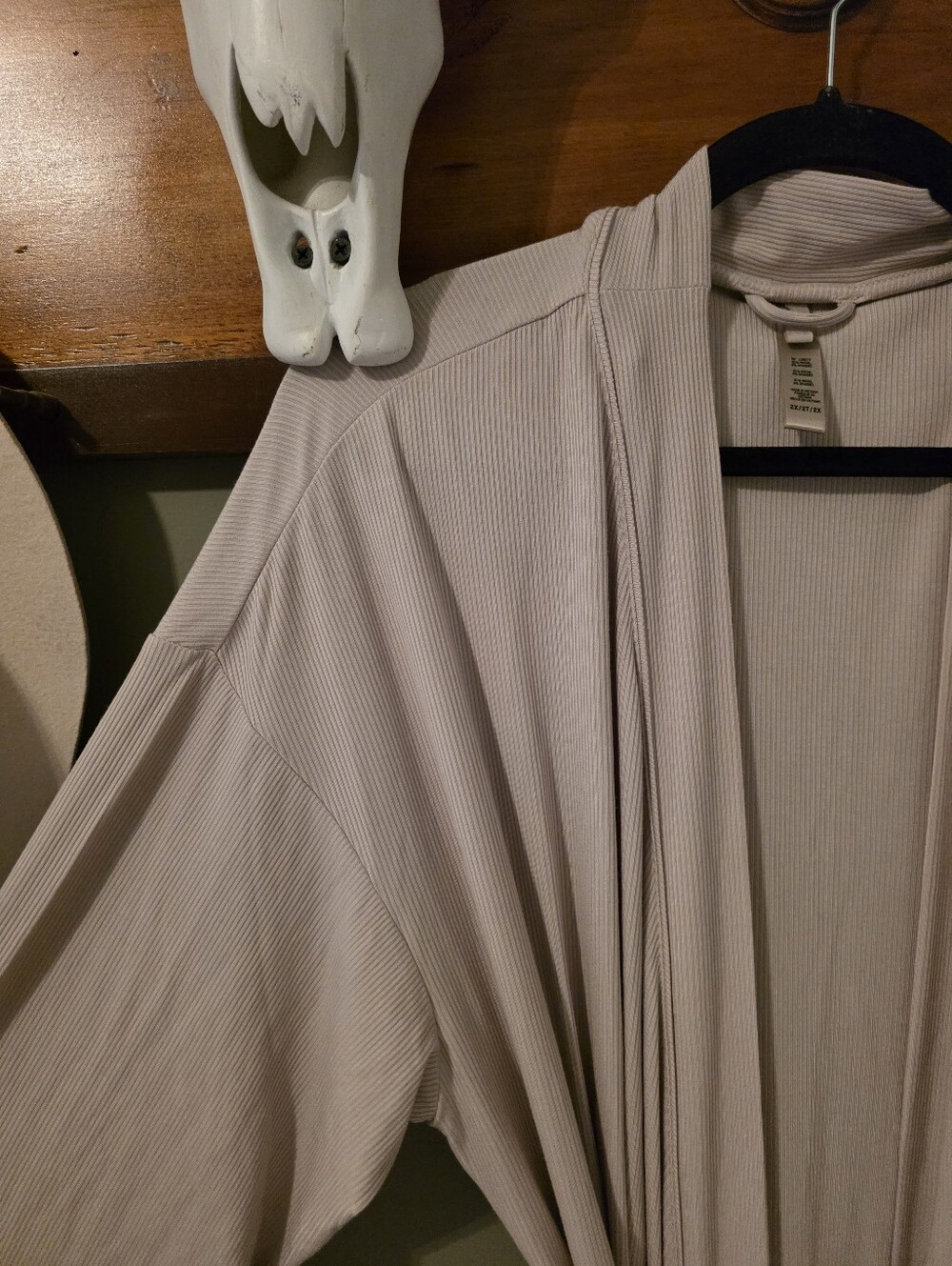 Skims Modal Ribbed Robe 2x Taupe - Picture 5 of 9